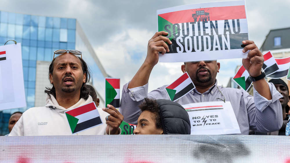 Demonstration gegen den Krieg im Sudan in Brüssel