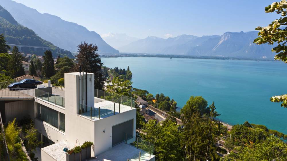 Blick auf Montreux am Genfer See