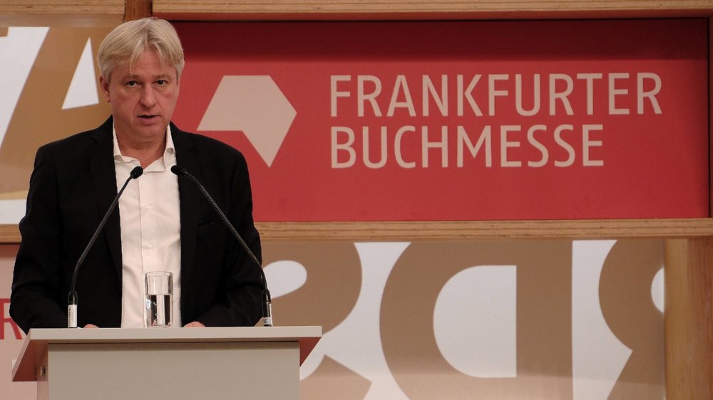 Juergen Boos, Direktor der Frankfurter Buchmesse, bei der Eröffnung der Buchmesse in 2022