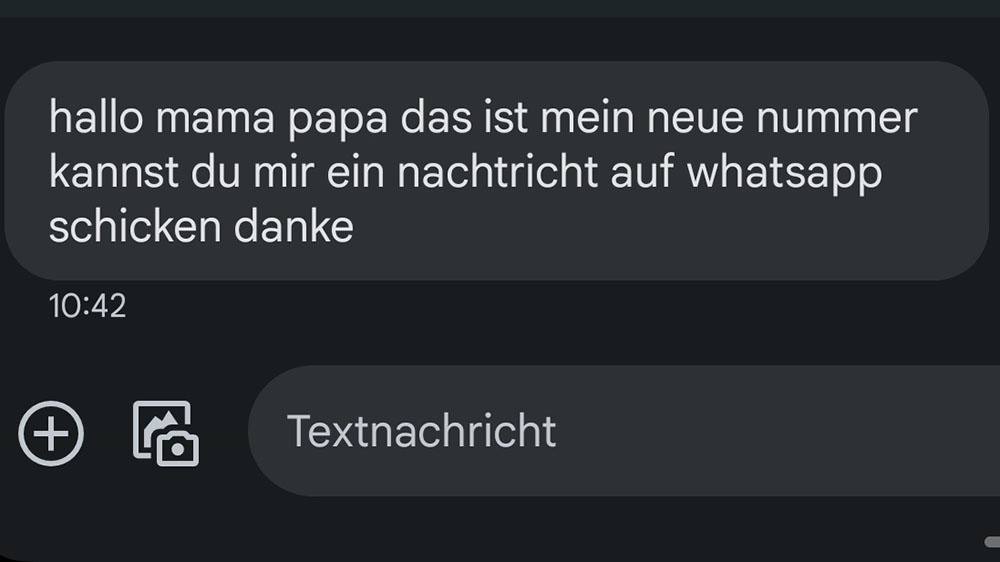 Screenshot eines Betrugs-Chats auf dem Handy