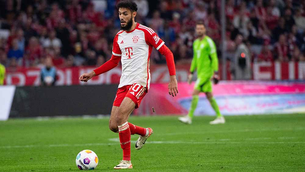 Der Marokkaner Noussair Mazraoui im Einsatz für seinen Verein Bayern München