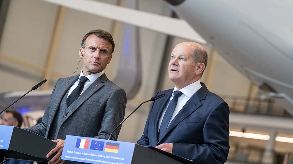 Die Staats- und Regierungschefs der fünf westlichen Länder Deutschland, Frankreich, Großbritannien, Italien und USA stehen hinter Israel (Bild vom Deutsch-Französischer Kabinettsklausur in Hamburg am 9. Oktober 2023)