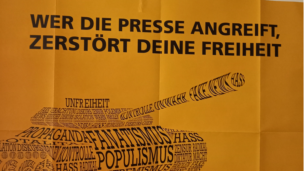 Aktuelles Plakat des MVFP für die Pressefreiheit