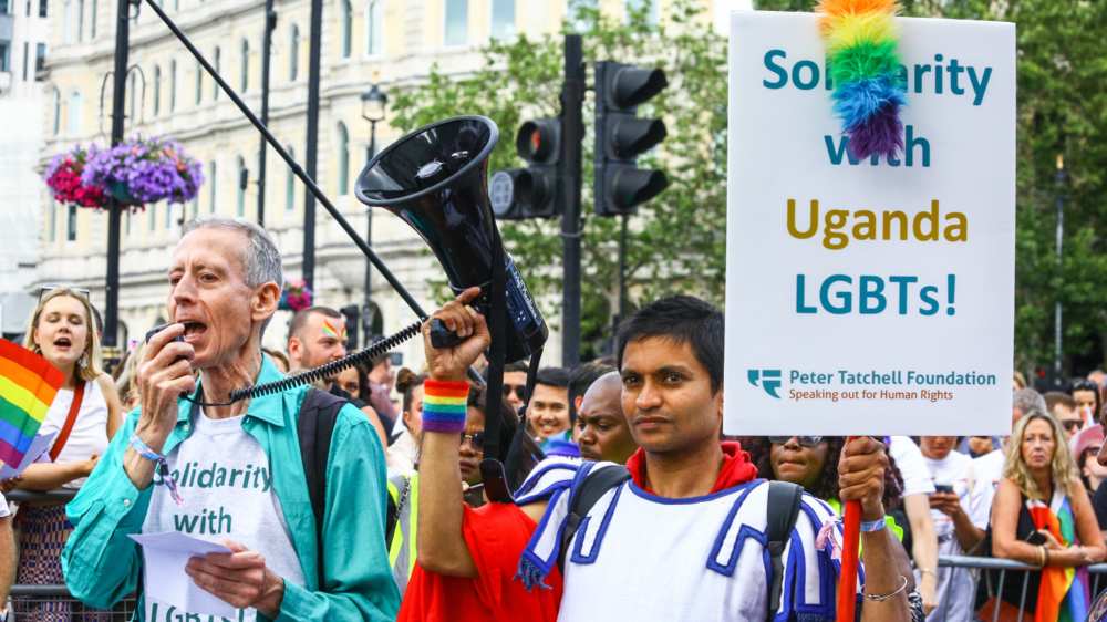 Solidaritätsbekundung für Ugandas LBGT-Community in London (Juli 2023)