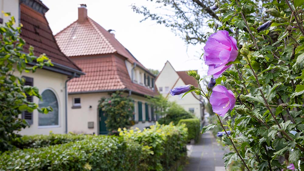 Häuser in der "Roten Kolonie" in Troisdorf (NRW), einer einstigen Arbeitersiedlung