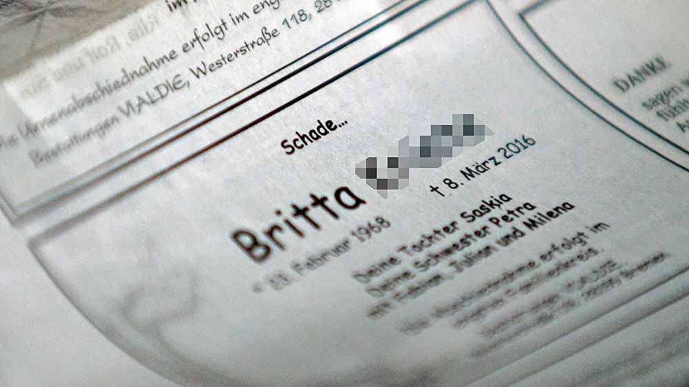 Diese Todesanzeige im Bremer Weser-Kurier sagt mit dem ersten Wort alles