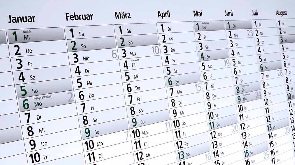 Für die Übersicht gibt es Monatskalender