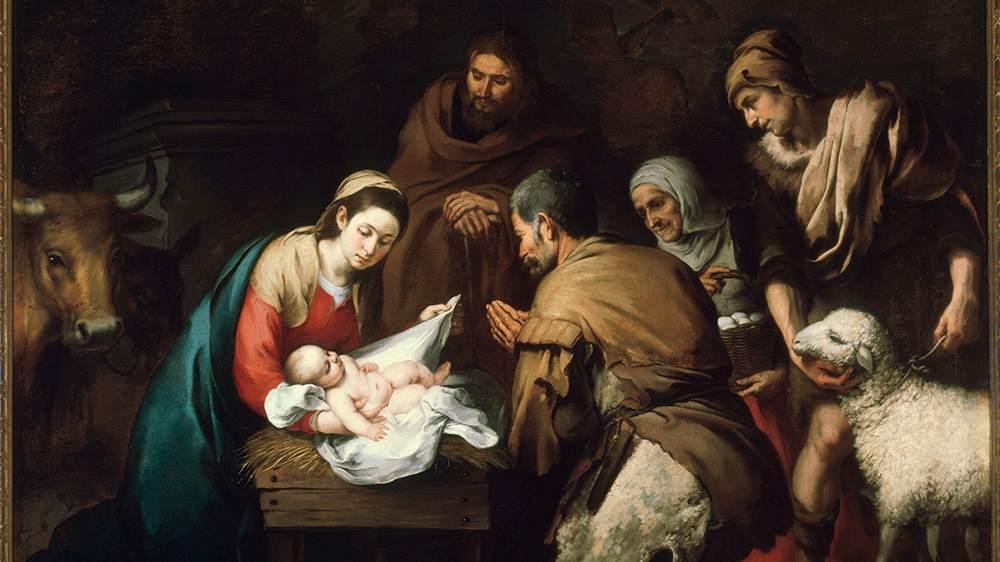 Gemälde "Anbetung der Hirten", von Bartolome Esteban Murillo (1618–1682)