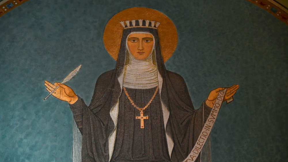 Heilige Hildegard von Bingen in der Abteikirche der Benediktinerinnenabtei St. Hildegard in Eibingen