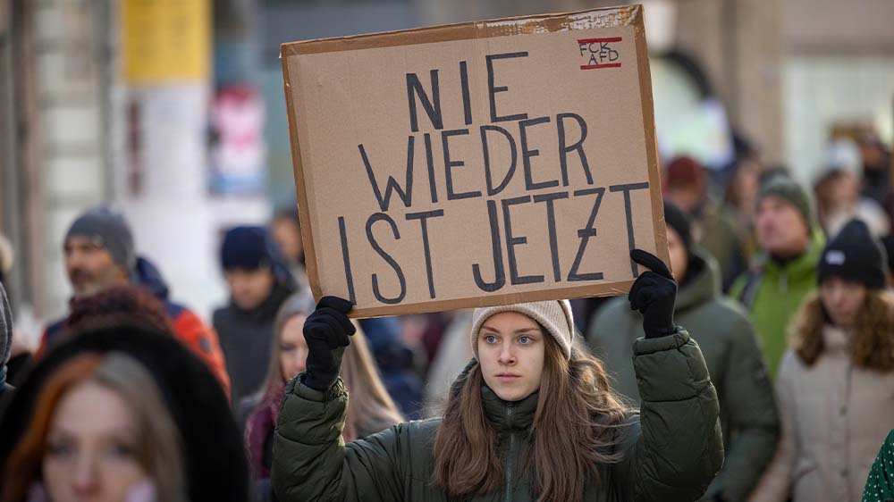 Klare Worte: Protestierende bei der Demonstration in Erfurt am vergangenen Wochenende