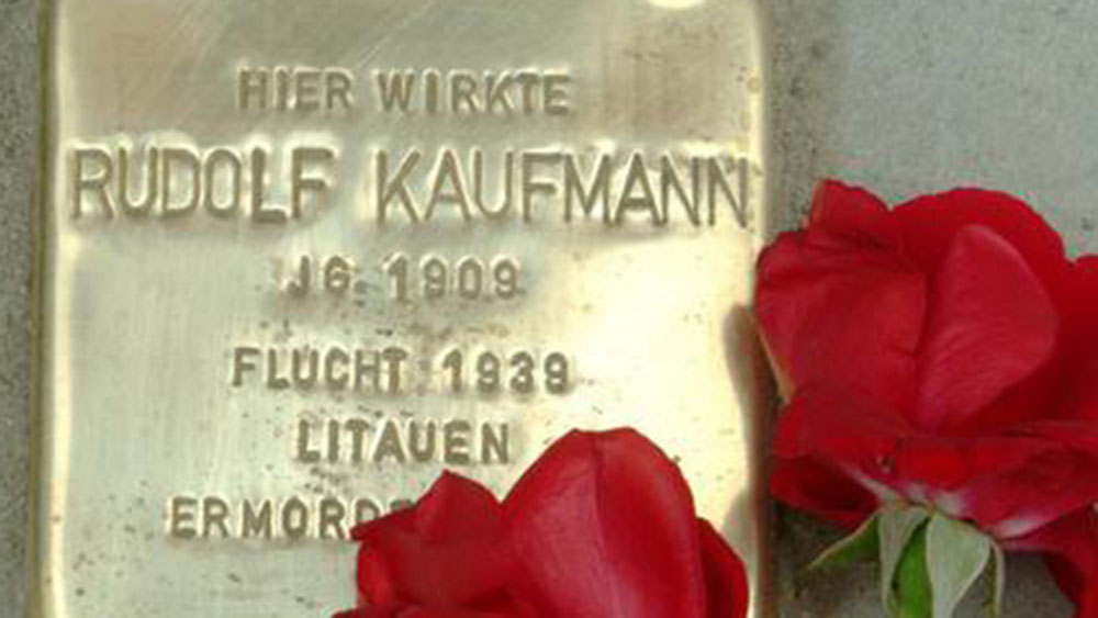 Dieser Stolperstein liegt vor dem Gebäude, in dem zu Rudolf Kaufmanns Zeiten das Geologisch-Mineralogische Institut lag, seine Arbeitsstätte.