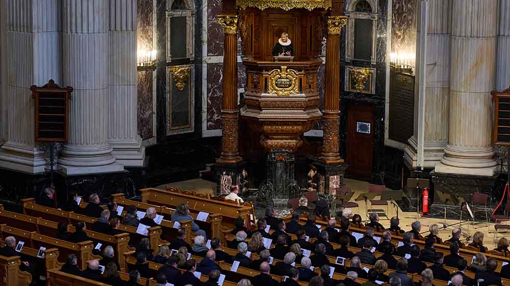 Die EKD-Ratsvorsitzende Kirsten Fehrs hielt die Predigt beim Trauergottesdienst für Wolfgang Schäuble