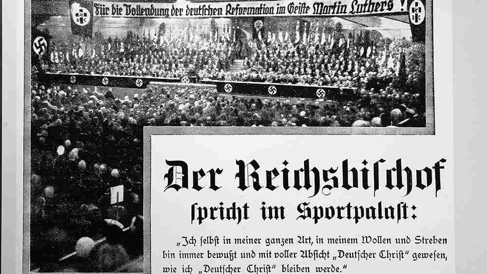 Nur eines von vielen Beispielen für die Nähe zwischen Kreisen der Kirche und dem Nationalsozialismus: die Rede des evangelischen Reichsbischofs im Berliner Sportpalast im Jahr 1934 (hier ein Zeitungsbericht)