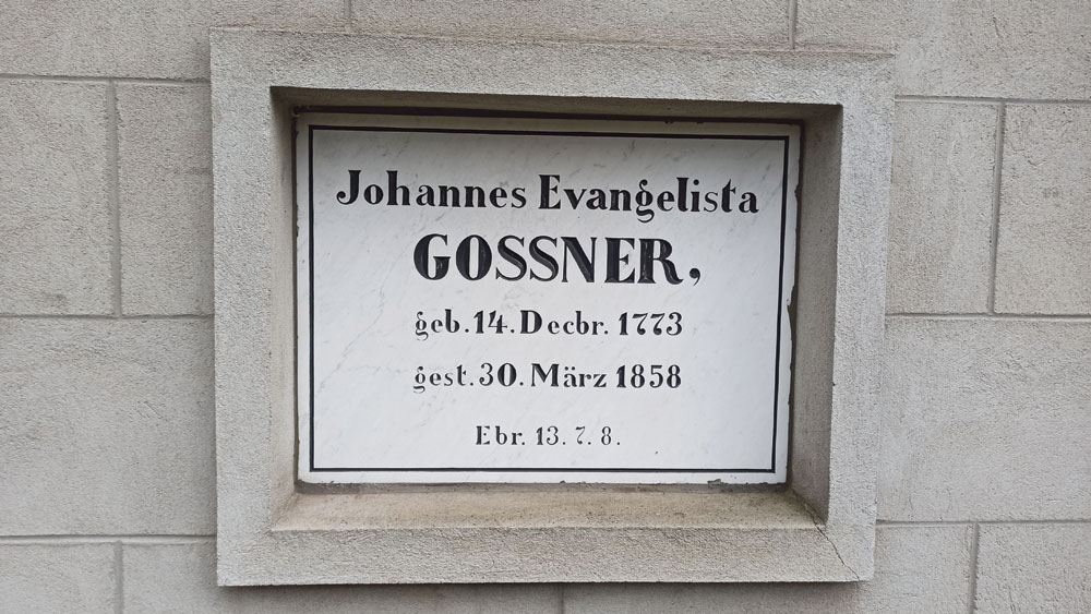 Grabplatte von Johannes Evangelista Goßner