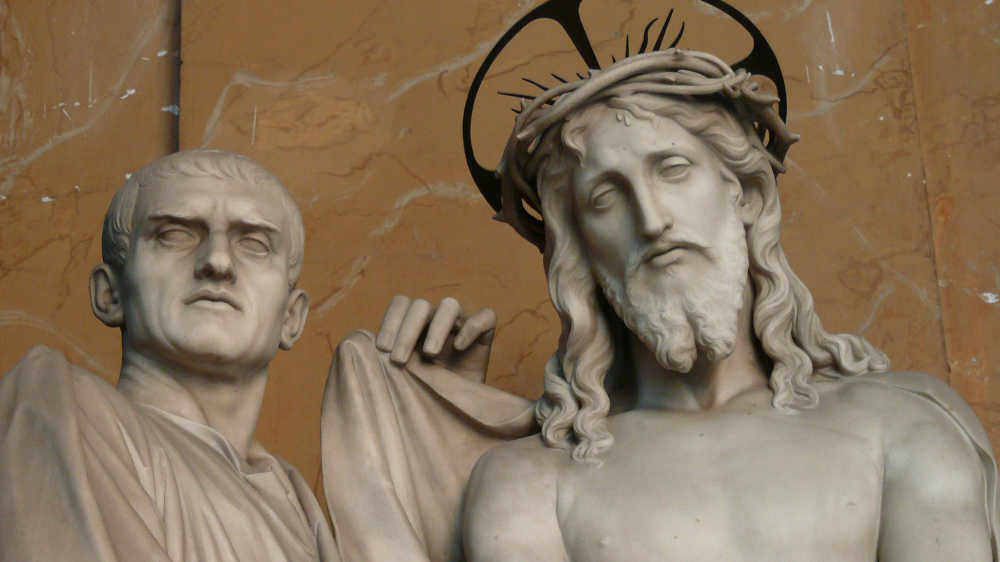 Pontius Pilatus und Jesus Christus an der heiligen Treppe in Rom