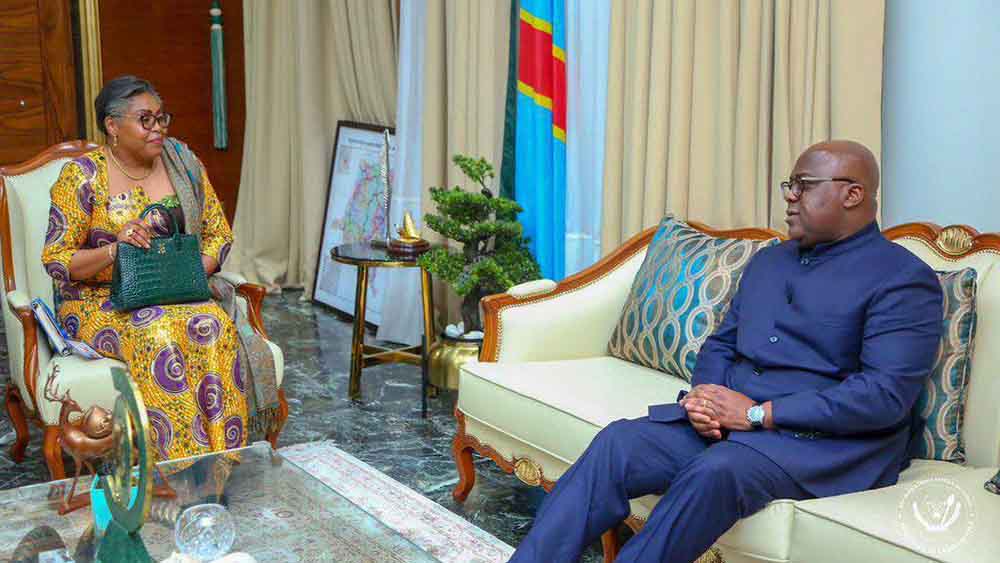 Judith Suminwa ist Ministerpräsidentin in der Demokratischen Republik Kongo, hier mit Präsident Felix Tshisekedi