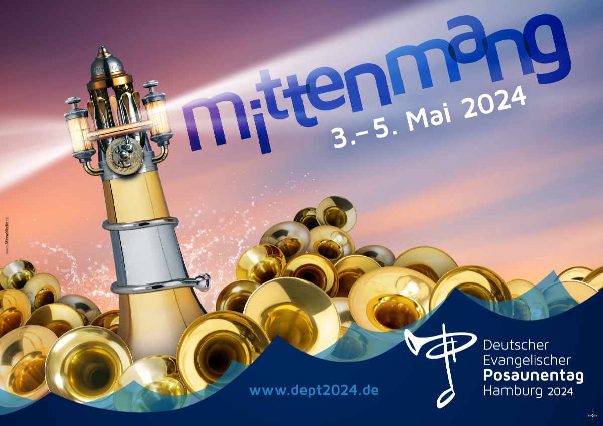 Mittenmang: Plakat zum Deutschen evangelischen Posaunentag vom 3. bis 5. Mai in Hamburg