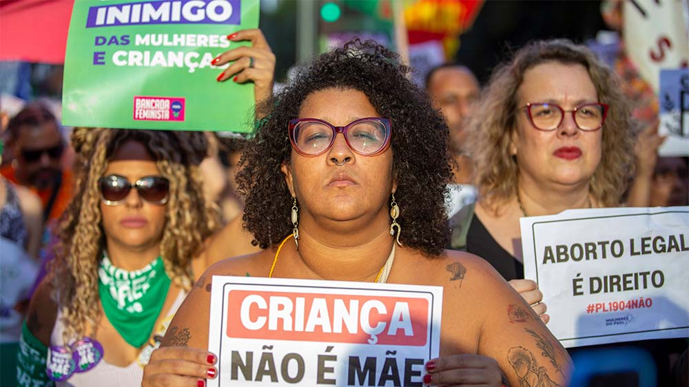 In Brasilien gibt es Unmut wegen des Abtreibungsgesetzes. Hier ein Protest in Sao Paulo 