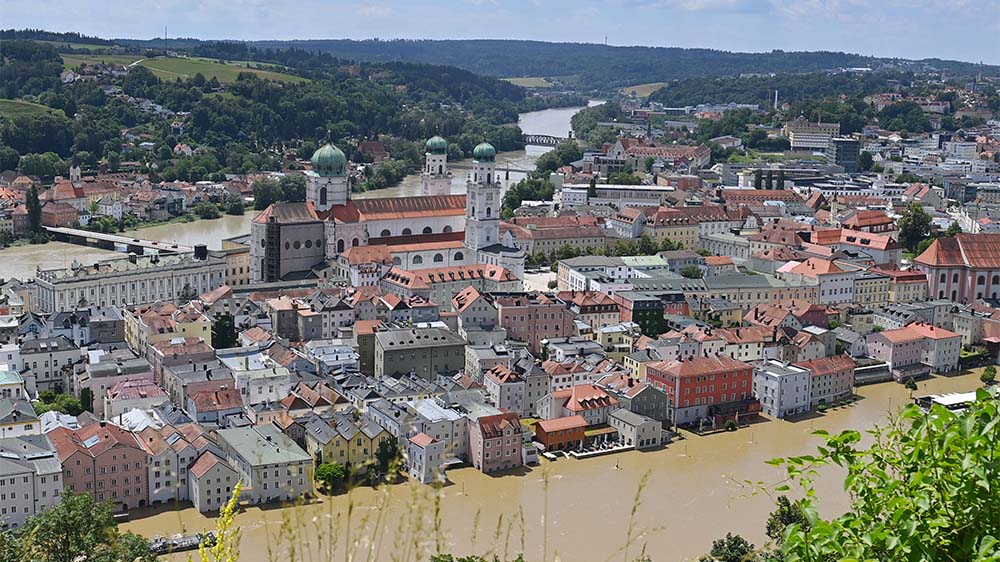 Ein trauriges Bild: So sieht gerade die Altstadt von Passau aus