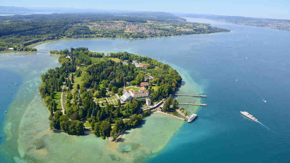 Luftaufnahme der Insel Mainau