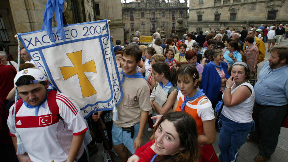 Pilgergruppen in Santiago de Compostela