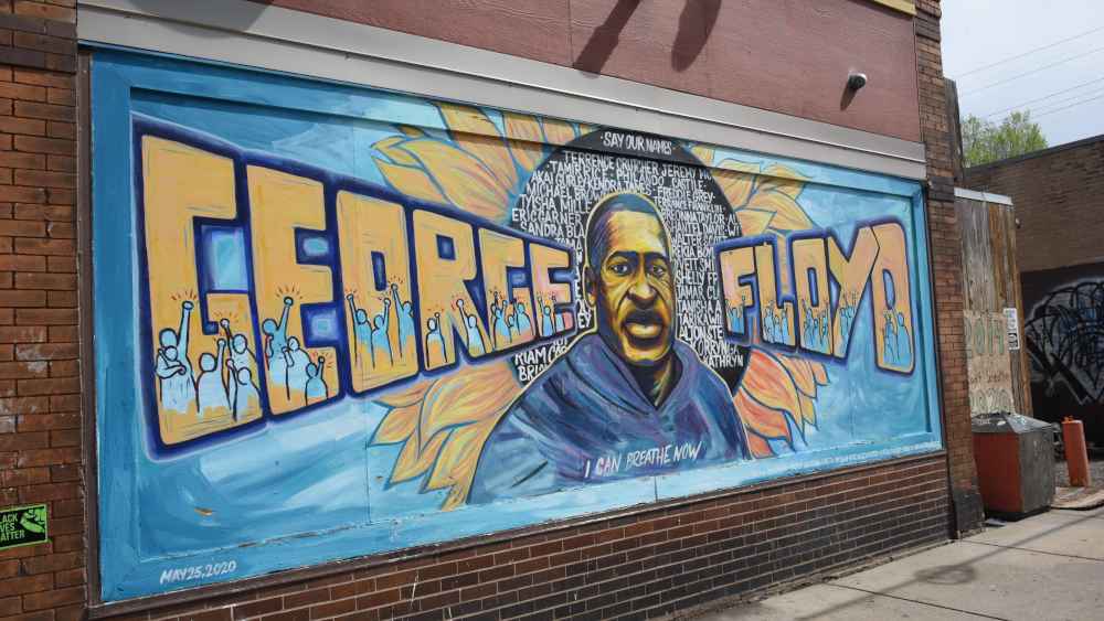 Ein Wandgemälde in Minneapolis zeigt George Floyd