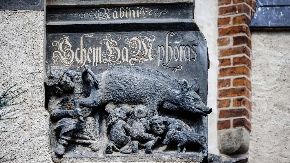 Der Kläger wendet sich gegen die als «Judensau» bezeichnete Schmähplastik an der Stadtkirche in Wittenberg