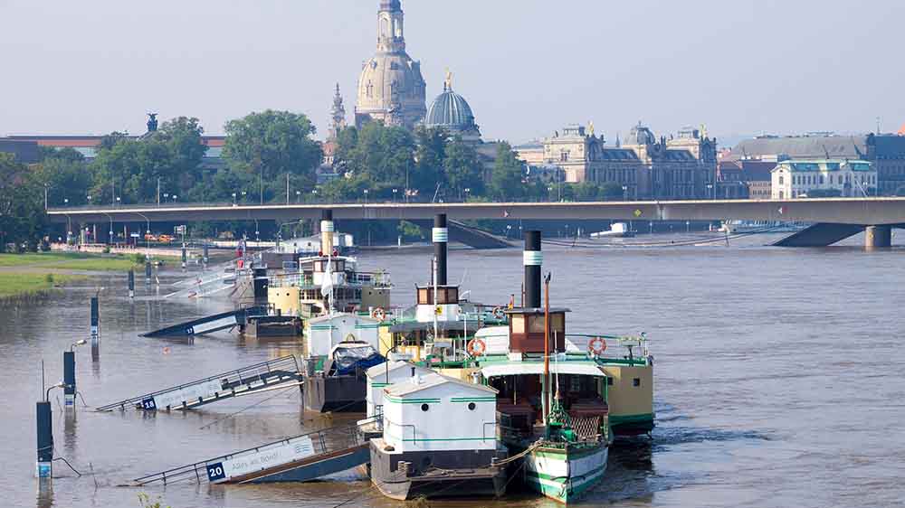 Die Elbe ist in Dresden über die Ufer getreten