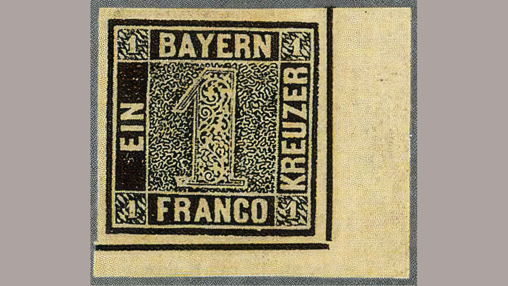 Der "Schwarze Einser" ist die erste Briefmarke des Königreichs Bayern und die erste in Deutschland herausgegebene