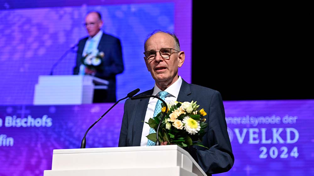 Der Leitende Bischof der Vereinigten Evangelisch-Lutherischen Kirche Deutschlands (VELKD), Ralf Meister, auf der 5. Tagung der 13. Generalsynode der VELKD in Würzburg