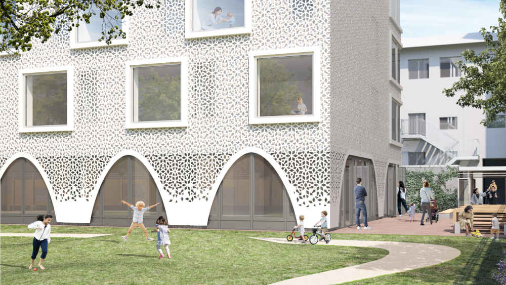 Architekturentwurf des Drei-Religionen-Kita-Hauses in Berlin