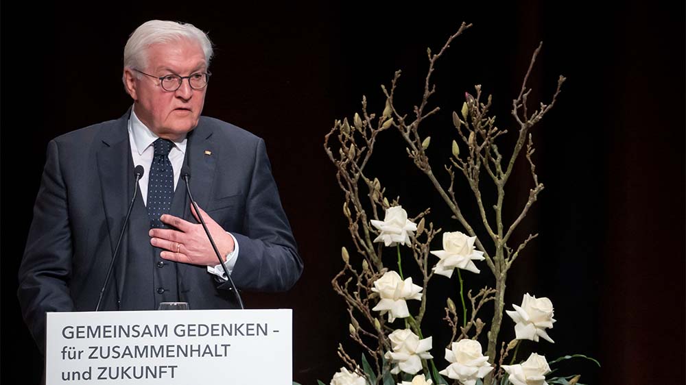 Frank-Walter Steinmeier bei der zentralen Gedenkveranstaltung im Kongresszentrum Congress Park Hanau
