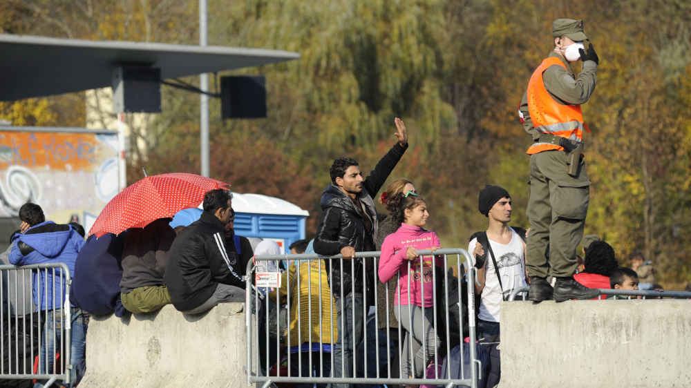Flüchtlinge am Grenzübergang Spielfeld in Österreich (Archivbild)