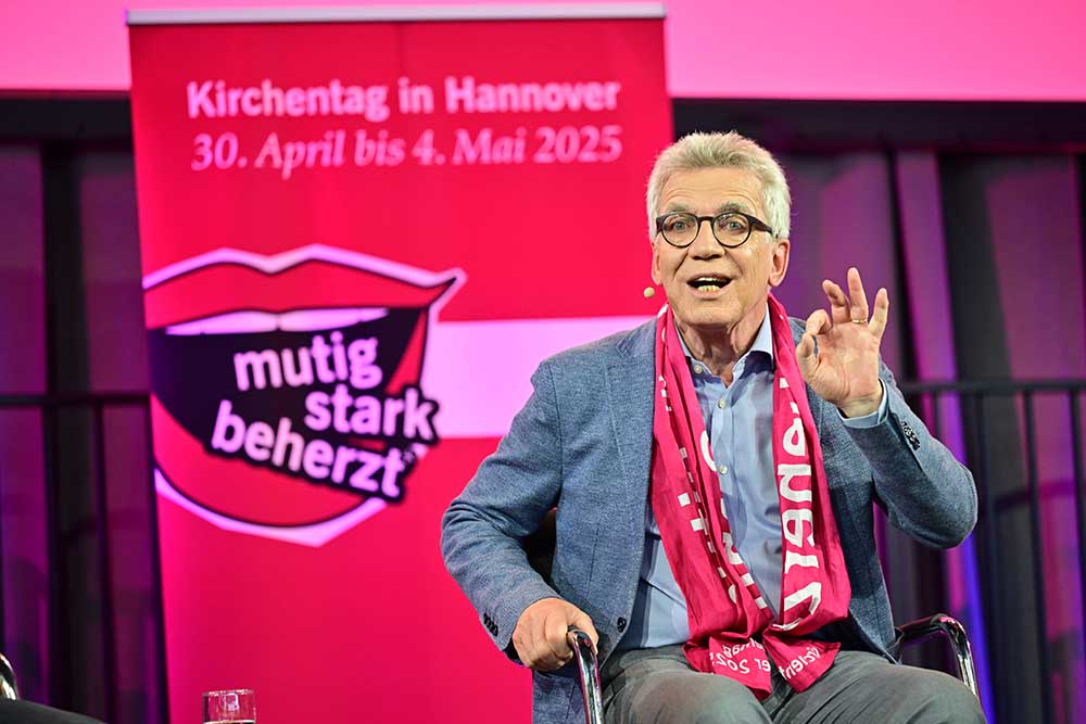 Thomas de Maizière beim Kirchentag in Hannover: In seiner Bibelarbeit ruft der Ex-Minister zu Haltung, Engagement und Verantwortung in Krisenzeiten auf