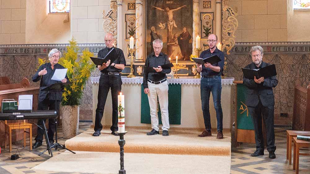 Der Auftritt des Männerquintetts „Quintenzirkel“ wird musikalischer Höhepunkt auf dem ersten Pilgerfest in Himmelpfort sein