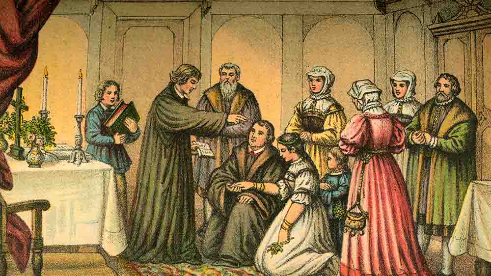 Die Hochzeit von Martin Luther und Katharina von Bora – das Gemälde zeigt den historischen Moment vom 13. Juni 1525, der zum Symbol der protestantischen Ehe wurde