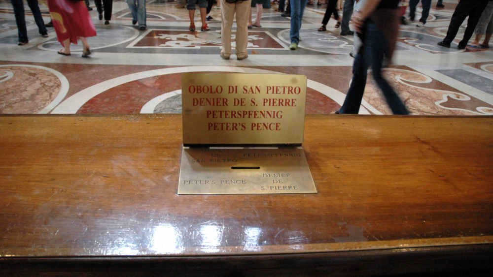 Spenden erwünscht in der Peterskirche in Rom