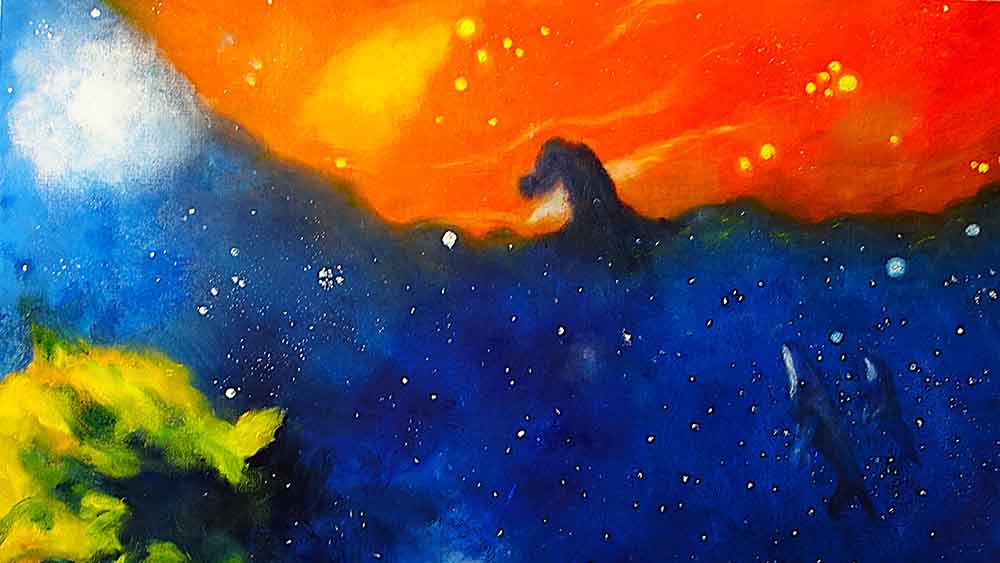 Das Bild "Sternenkopfnebel" von Christoph Ludewig stellt die Geburt von Sternen dar