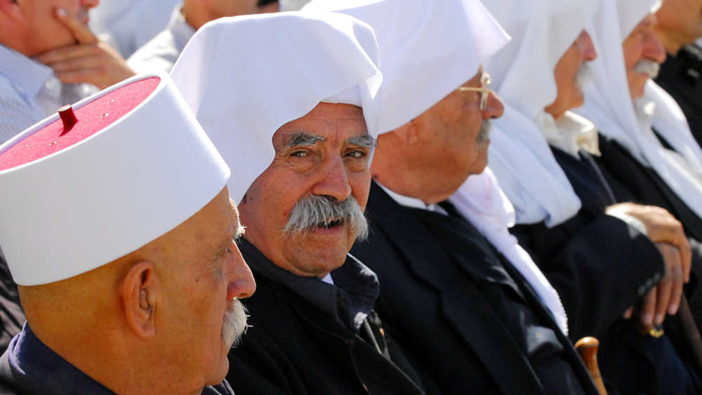 Drusen aus Majdal Shams, Israel, am 3. September 2009. Die Zahl der Drusen weltweit übersteigt eine Million, wobei die große Mehrheit im Nahen Osten lebt