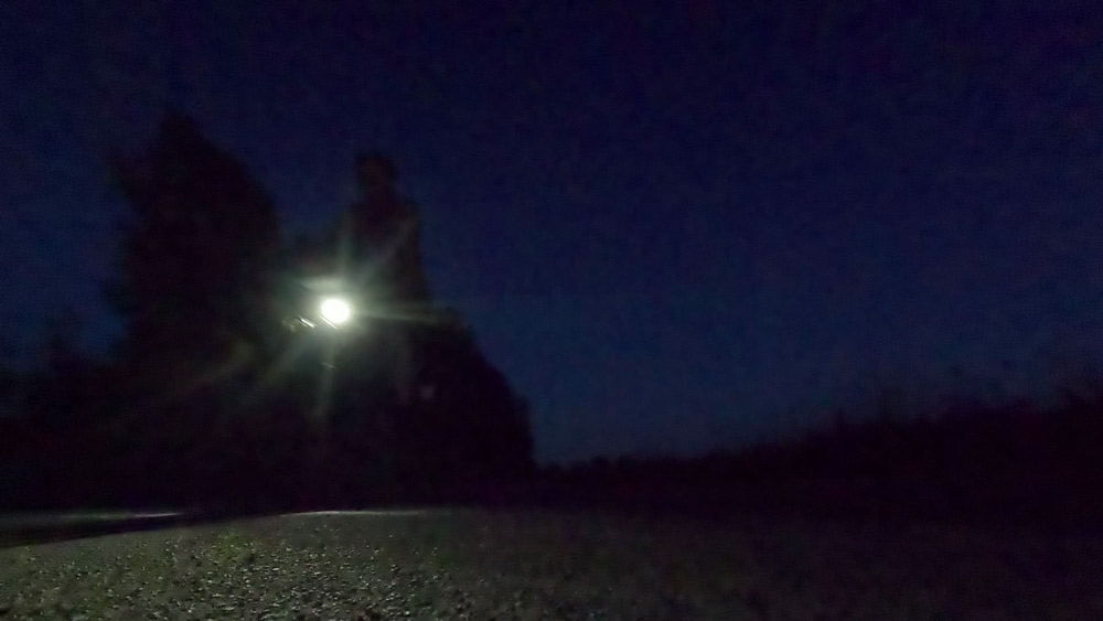 Nur ein kleiner Lichtkegel erhellt die nächtliche Dunkelheit. Ganz andere Sinne sind hier gefragt.